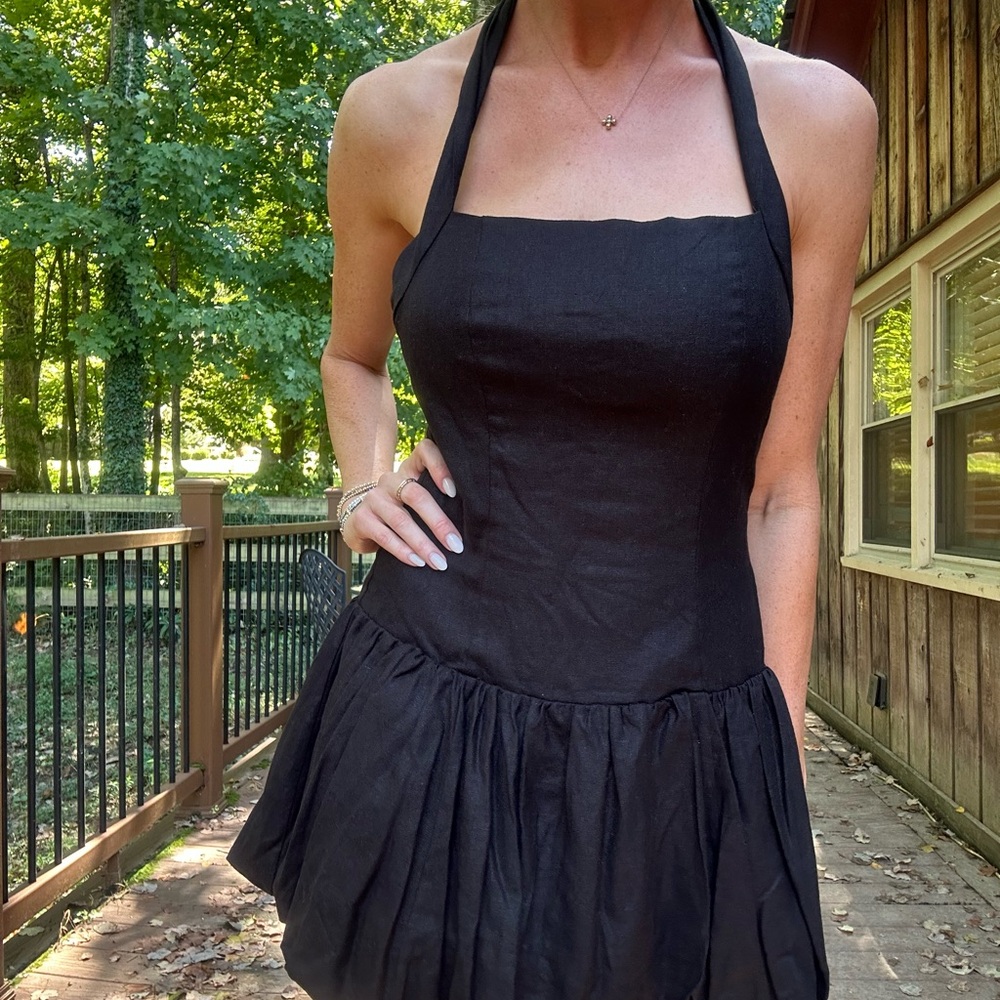 Elegant Black Halter Dress